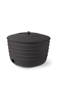 Matte Black Ribbed Hose Pot With Lid -Garden Pro Shop 8611991 5867 tif