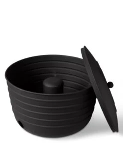 Matte Black Ribbed Hose Pot With Lid -Garden Pro Shop 8611991 5868 tif