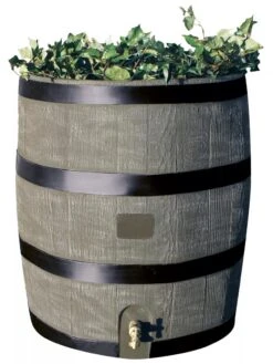 Round Rain Barrel With Planter, 35 Gallons 14 Round Rain Barrel With Planter, 35 Gallons -Garden Pro Shop 8612856BK 08V tif
