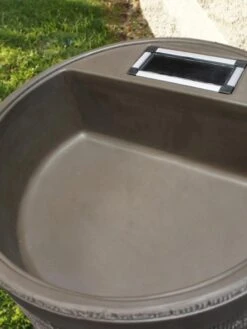 Round Rain Barrel With Planter, 35 Gallons 11 Round Rain Barrel With Planter, 35 Gallons -Garden Pro Shop 8612856WALNT 02V tif