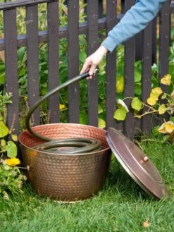 Hammered Copper Hose Pot With Lid -Garden Pro Shop 8613311 0012