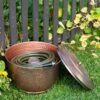 Hammered Copper Hose Pot With Lid 1 Hammered Copper Hose Pot With Lid -Garden Pro Shop 8613311 0102 hammered copper hose pot with lid